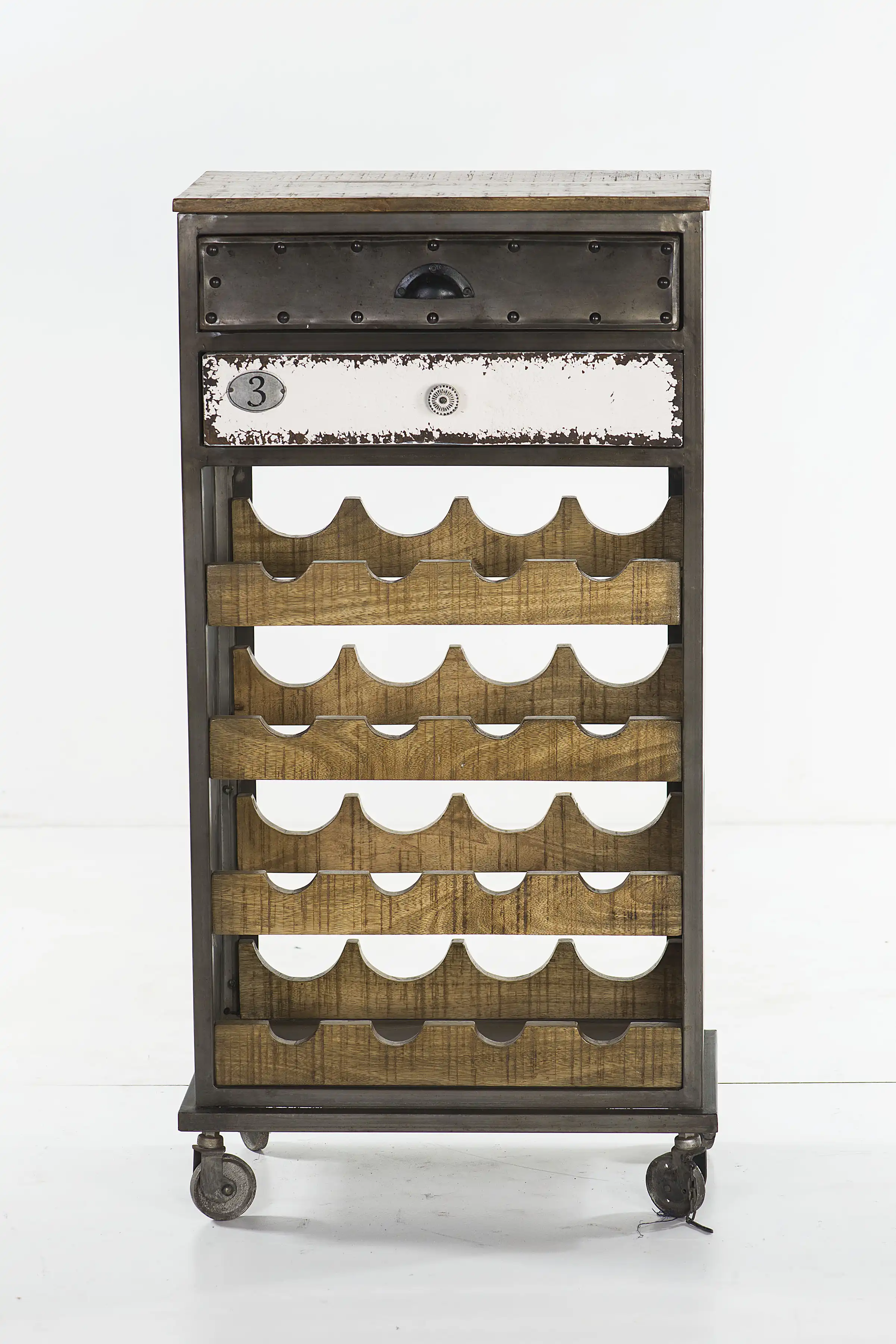 Wine Rack with 2 Drawers & Bottle holder & on Wheels - popular handicrafts